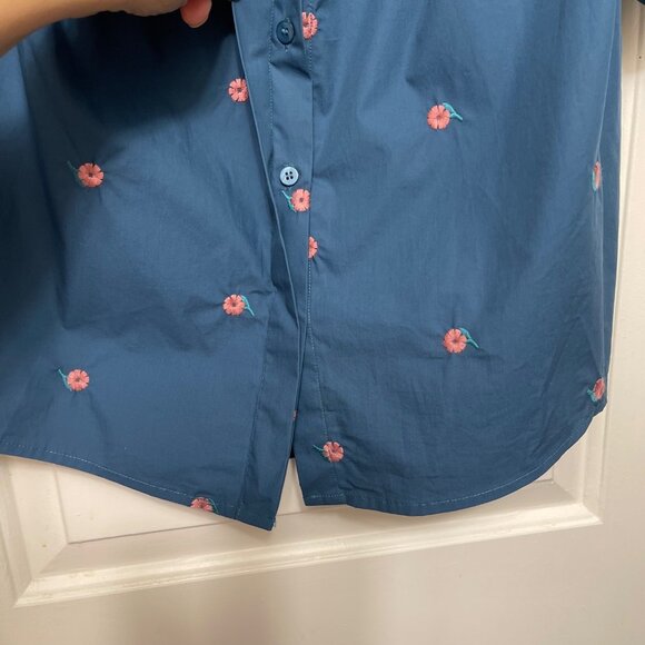 Mare Mare by Antropologie Puff-Sleeve Embroidered Blouse in Blue Size S - Picture 8 of 12